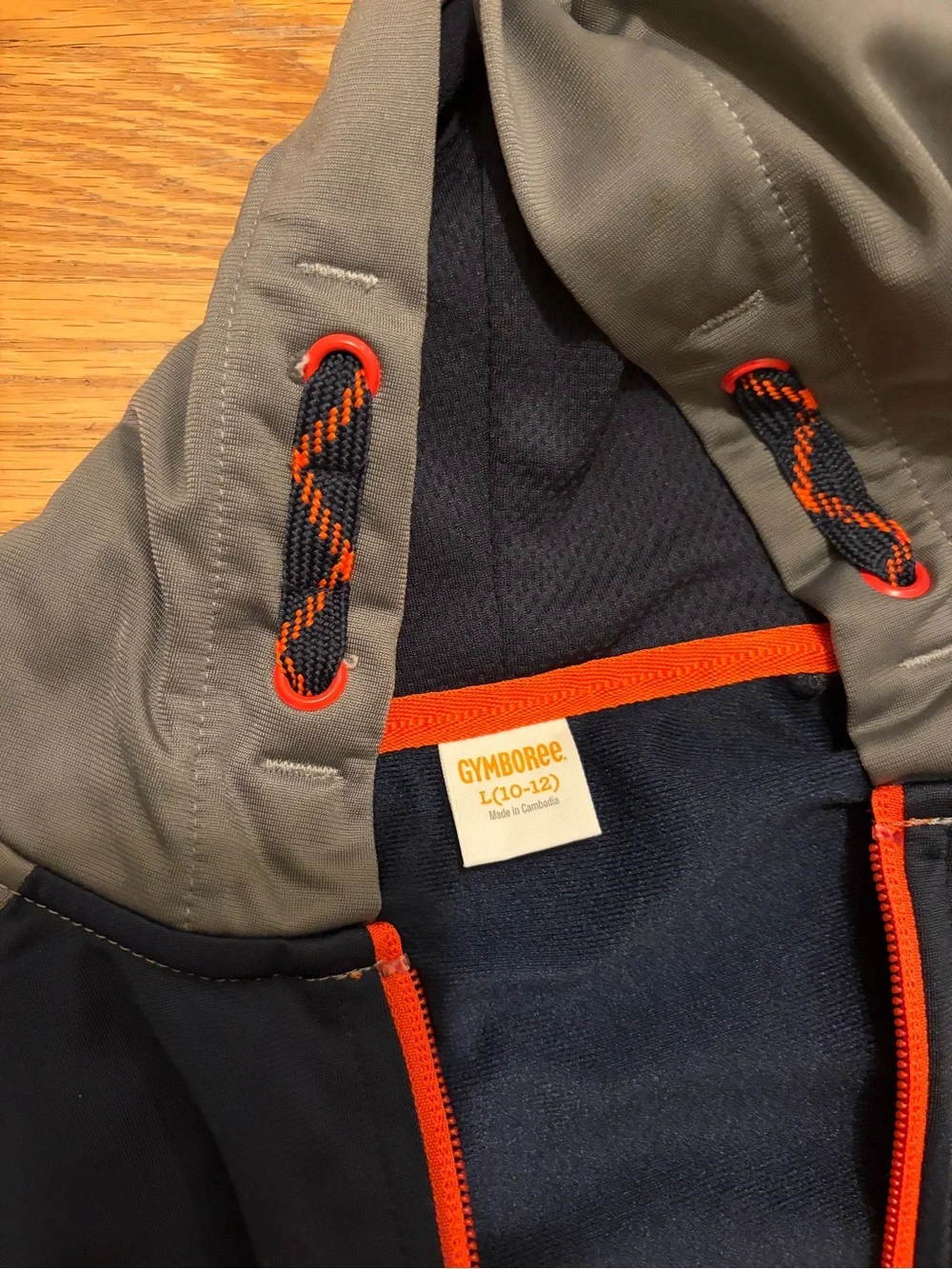Gymboree Navy, Gray & Orange Hooded Zip Performance Jacket